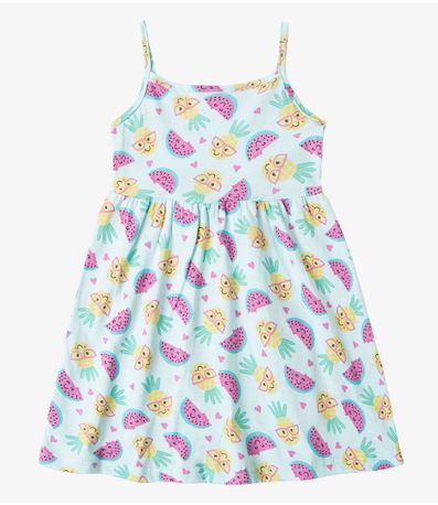 Vestido Infantil Estampado de Alcinha Bju Kids Verde