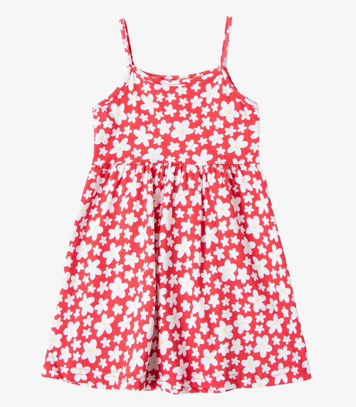 Vestido Infantil Estampado de Alcinha Bju Kids Vermelho