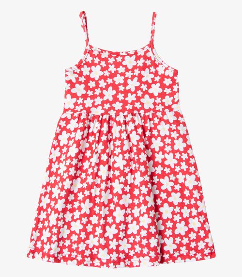Vestido Infantil Estampado de Alcinha Bju Kids Vermelho