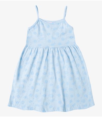 Vestido Infantil Estampado de Alcinha Bju Kids Azul