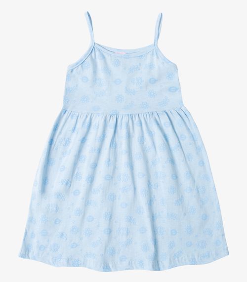 Vestido Infantil Estampado de Alcinha Bju Kids Azul