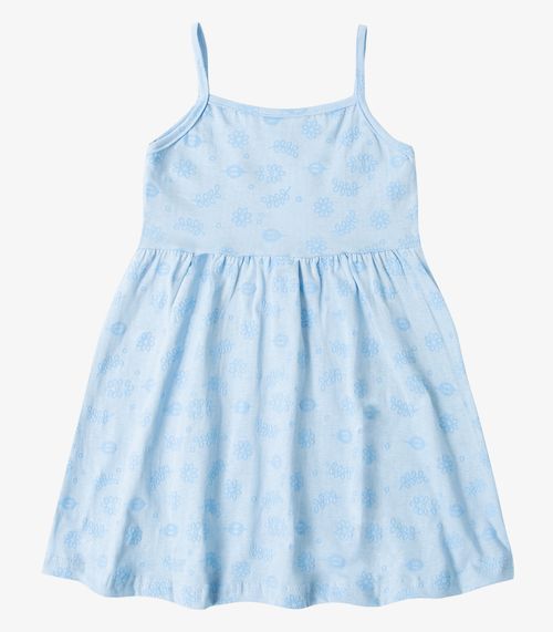 Vestido Infantil Estampado de Alcinha Bju Kids Azul