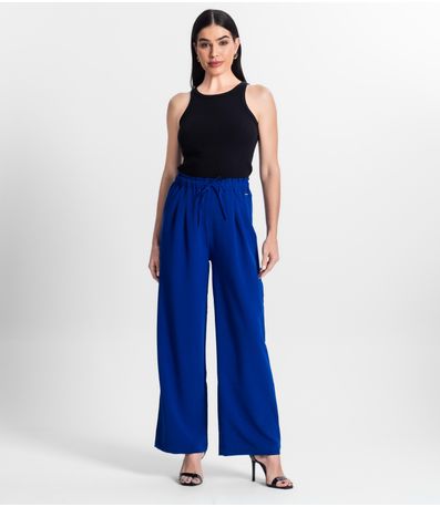 Calça De Viscose Rajada Feminina Endless Azul