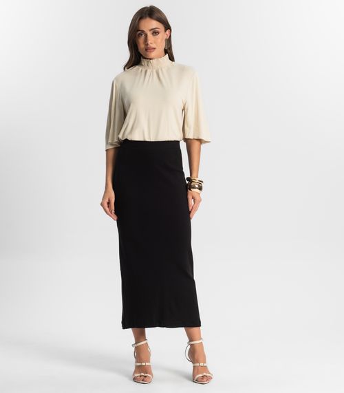 Saia Midi De Ribana Feminina Endless Preto