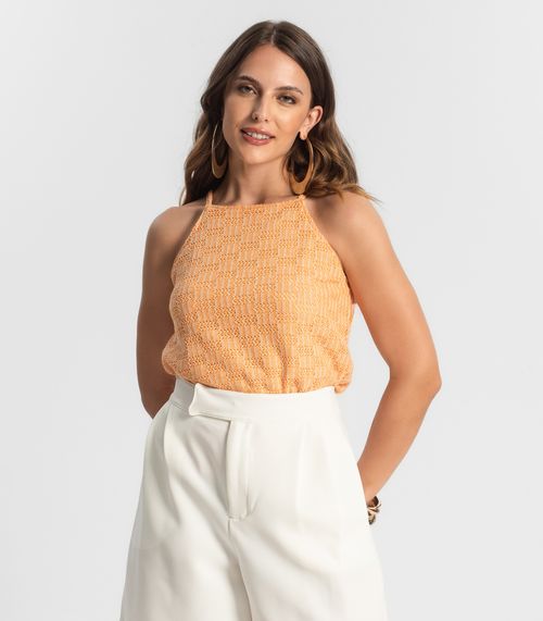 Blusa De Alça Em Tricot Endless Laranja