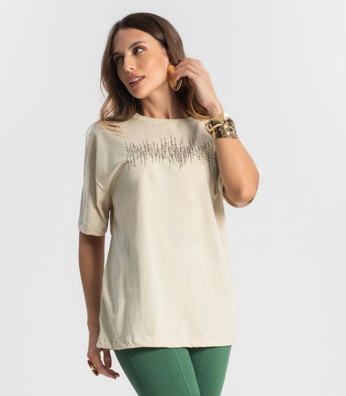 Camiseta Feminina Manga Curta Endless Bege
