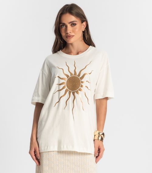 Blusa Feminina Manga Curta Sun Endless Bege