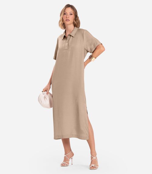 Vestido Midi Com Fenda Lateral Endless Marrom