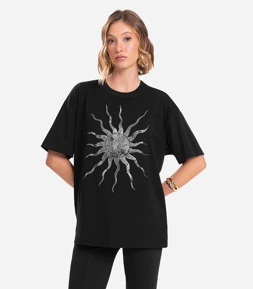 Blusa Feminina Manga Curta Sun Endless Preto