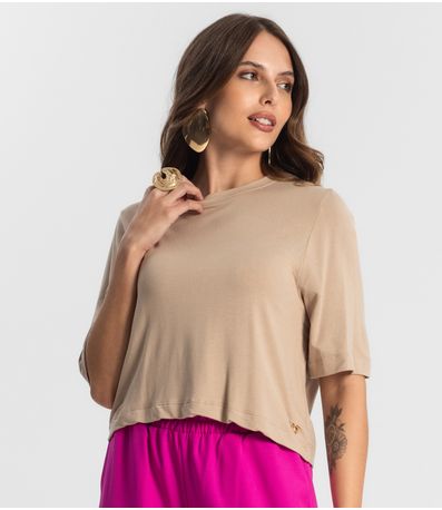 Blusa Feminina Manga Curta em Molecotton Endless Marrom