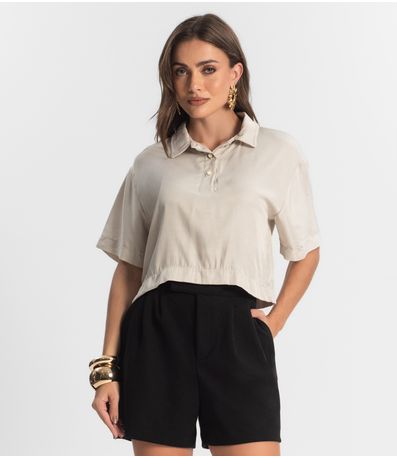 Camisa Feminina Manga Curta Endless Bege