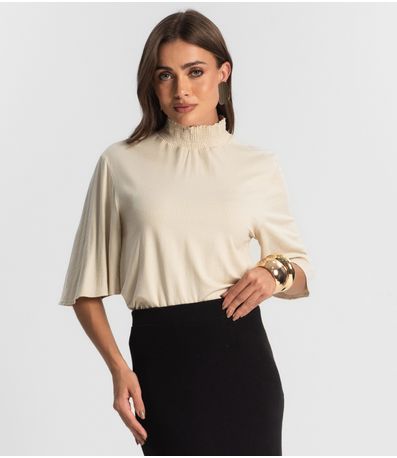 Blusa Feminina Gola Alta Endless Bege