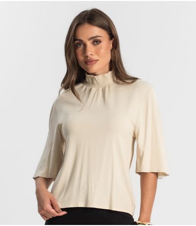 Blusa Feminina Gola Alta Endless Bege