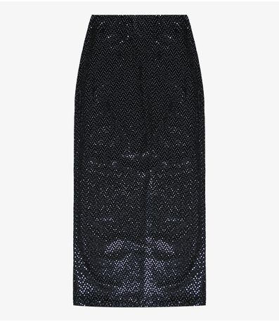 Saia Midi Com Lantejoula Endless Preto