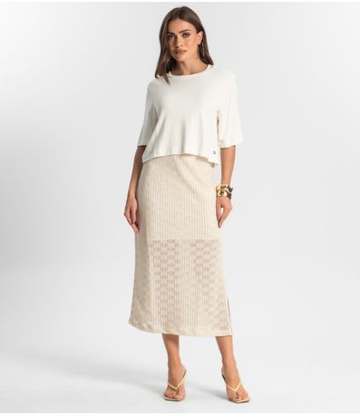 Saia Midi Em Tricot Endless Bege