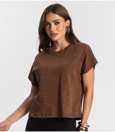 Blusa Feminina Manga Curta Endless Marrom