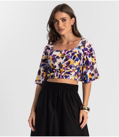 Blusa Cropped Feminina Estampada Endless Roxo