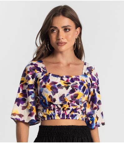 Blusa Cropped Feminina Estampada Endless Roxo