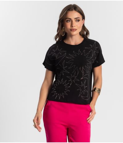 Blusa Feminina Manga Curta Endless Preto