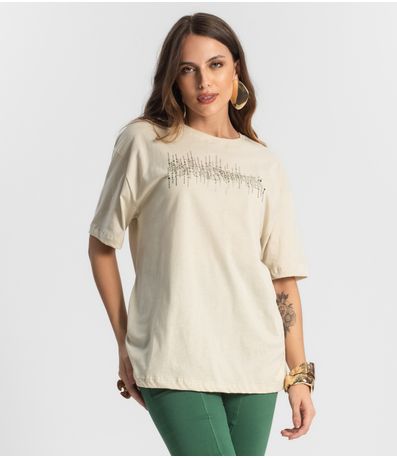 Camiseta Feminina Manga Curta Endless Bege