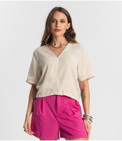 Blusa Feminina Manga Curta Endless Bege