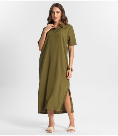 Vestido Midi Com Fenda Lateral Endless Verde