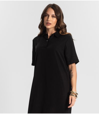 Vestido Midi Com Fenda Lateral Endless Preto