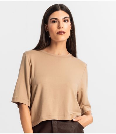 Blusa Feminina Manga Curta em Molecotton Endless Marrom