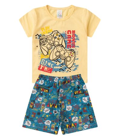 Pijama Infantil Masculino Brilha No Escuro kappes Amarelo