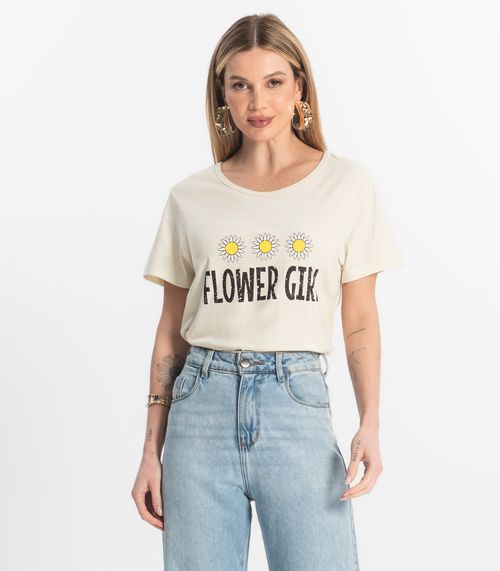 Blusa T-Shirt Feminina Estampada Select Bege
