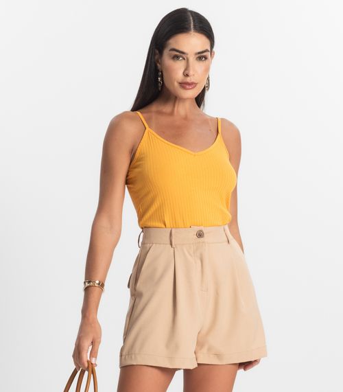 Blusa De Alça Feminina Ribana Canelada Rovitex Amarelo
