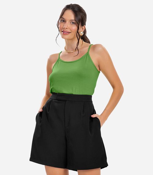 Blusa de Alça Feminina Viscotorcion Básica Rovitex Verde