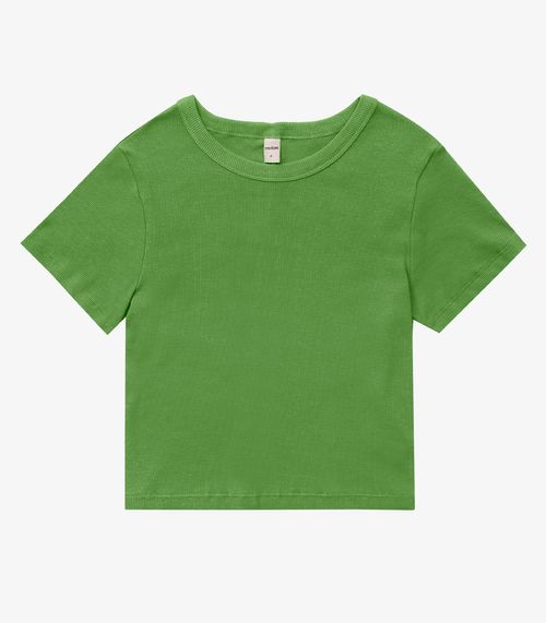 Blusa Cropped Ribana Básica Rovitex Verde