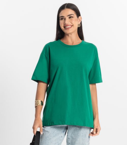 T-Shirt Over Básica Feminina Rovitex Verde