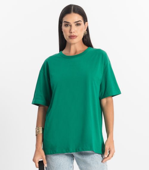 T-Shirt Over Básica Feminina Rovitex Verde