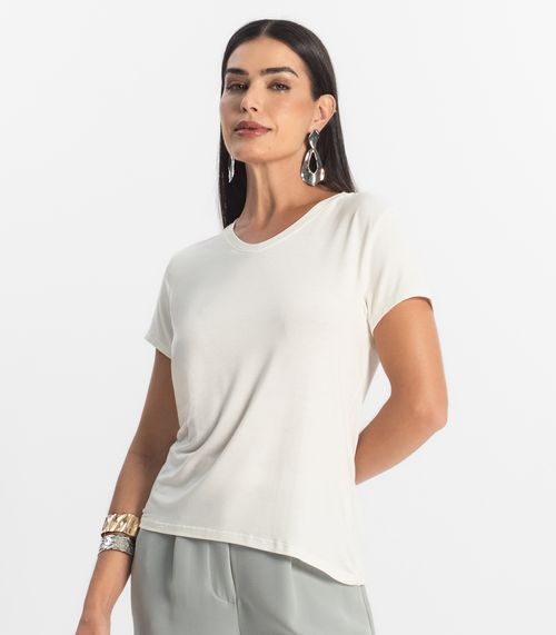 Blusa Básica Feminina Viscotorcion Rovitex Bege