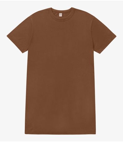 Vestido Básico T-Shirt Feminino Rovitex Marrom