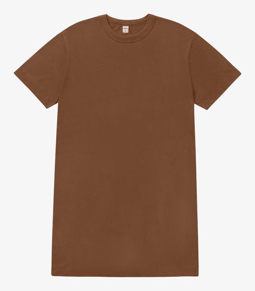 Vestido Básico T-Shirt Feminino Rovitex Marrom