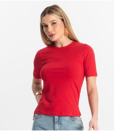 Blusa Básica Feminina Cotton Leve Rovitex Vermelho