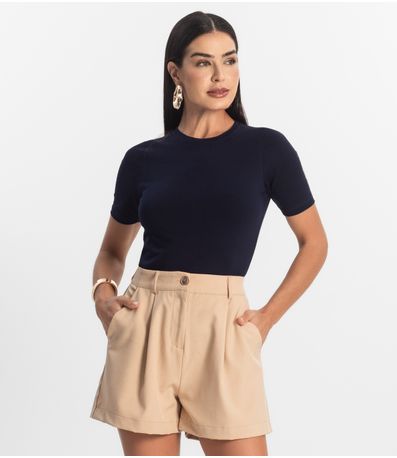 Blusa Básica Feminina Cotton Leve Rovitex Azul