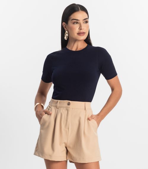 Blusa Básica Feminina Cotton Leve Rovitex Azul