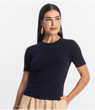 Blusa Básica Feminina Cotton Leve Rovitex Azul