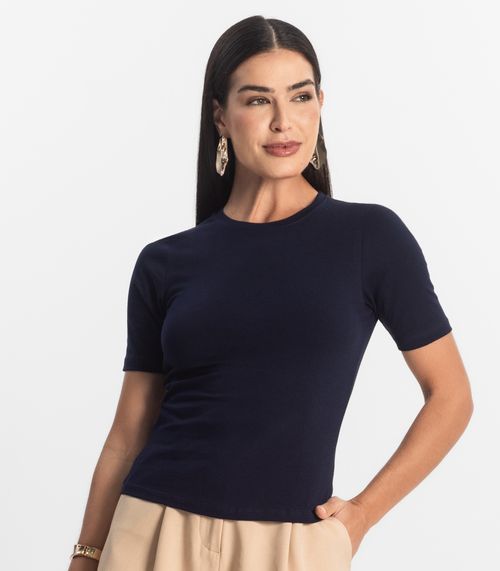 Blusa Básica Feminina Cotton Leve Rovitex Azul