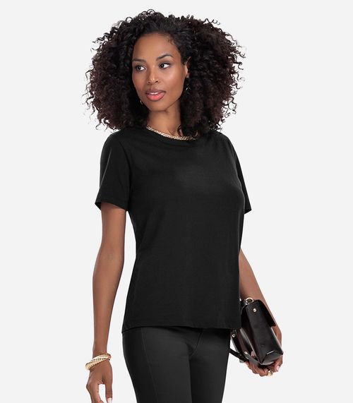 Blusa Básica Feminina Meia Malha Rovitex Preto