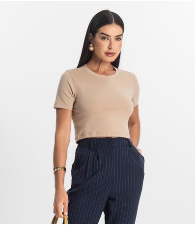 Blusa Básica Feminina Cotton Leve Rovitex Marrom