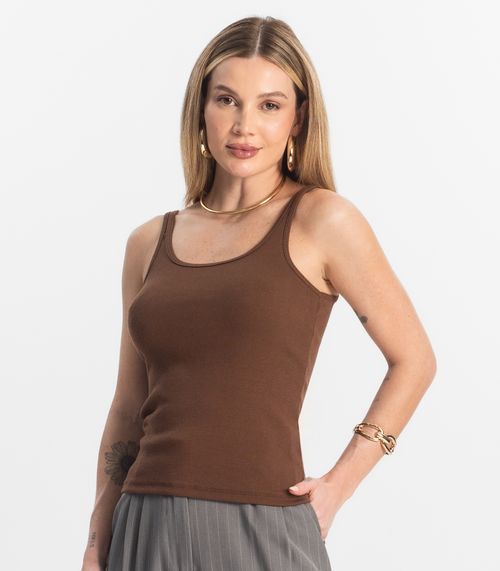 Blusa De Alca Básica Feminina Rovitex Marrom