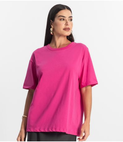 T-Shirt Over Básica Feminina Rovitex Rosa