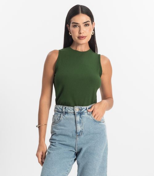 Regata Feminina Ribana Canelada Rovitex Verde