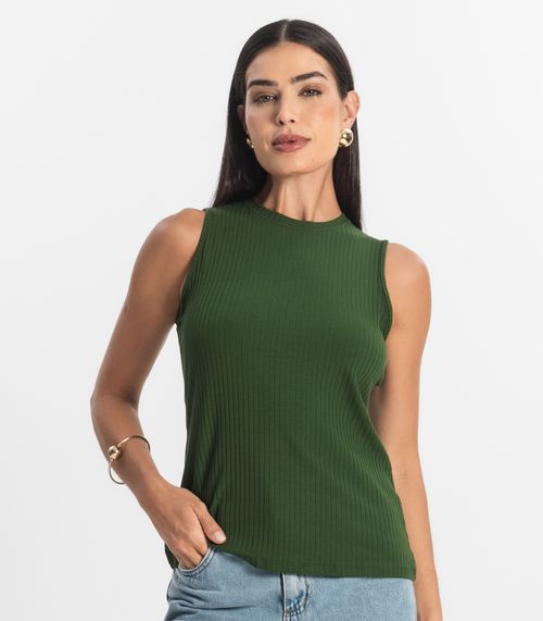 Regata Feminina Ribana Canelada Rovitex Verde