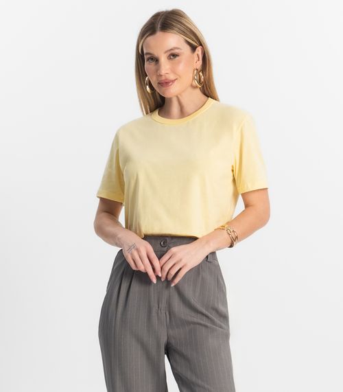 Blusa Básica Feminina Meia Malha Rovitex Amarelo